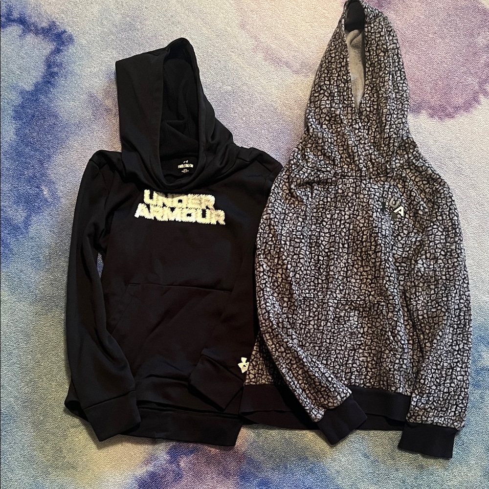 Under Armour Kids Black and Gray Hoodies. Size youth medium.